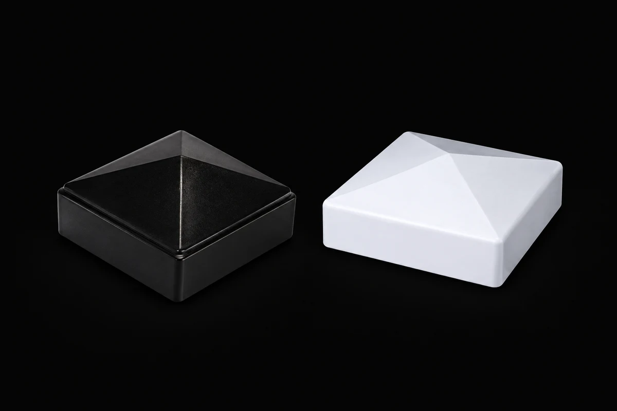 Black and white square post caps
