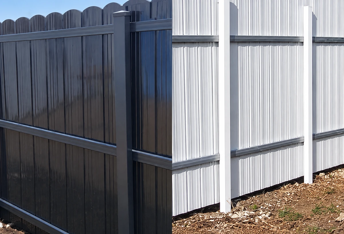 Privacy fence examples in bronze and white finishes